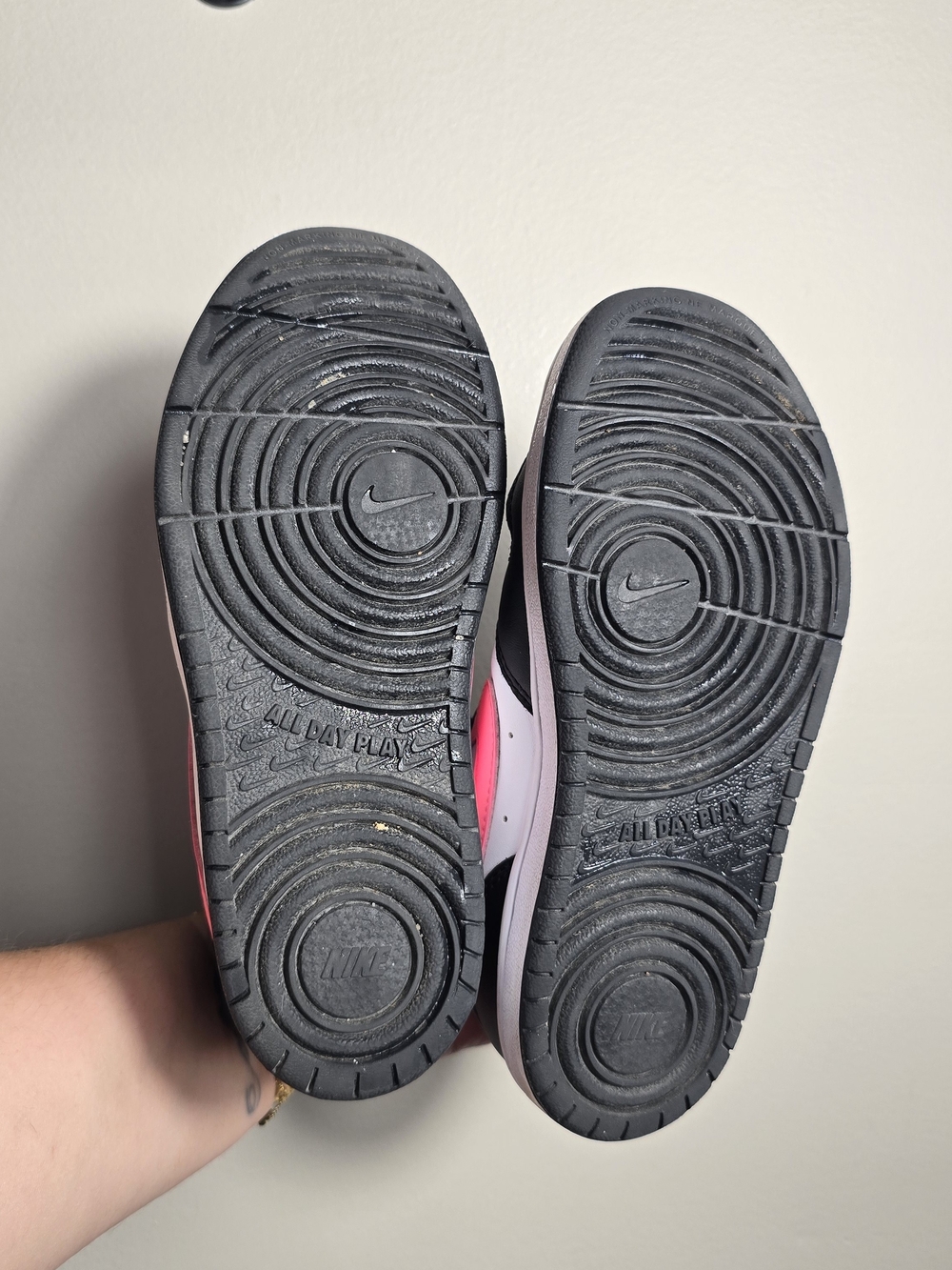 Nike Kids' High-Top Sneakers - White/Black with Pink Swoosh - Picture 3 of 5